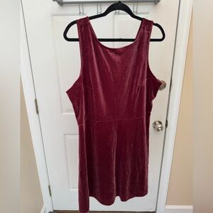 Express Velour Sleeveless Burgundy Dress
